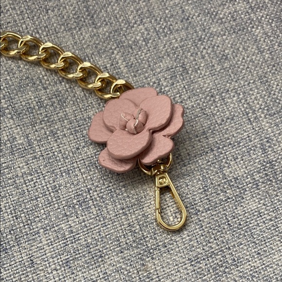 Nanette Lepore Gold and Pink Floral Purse Chain - Picture 2 of 4